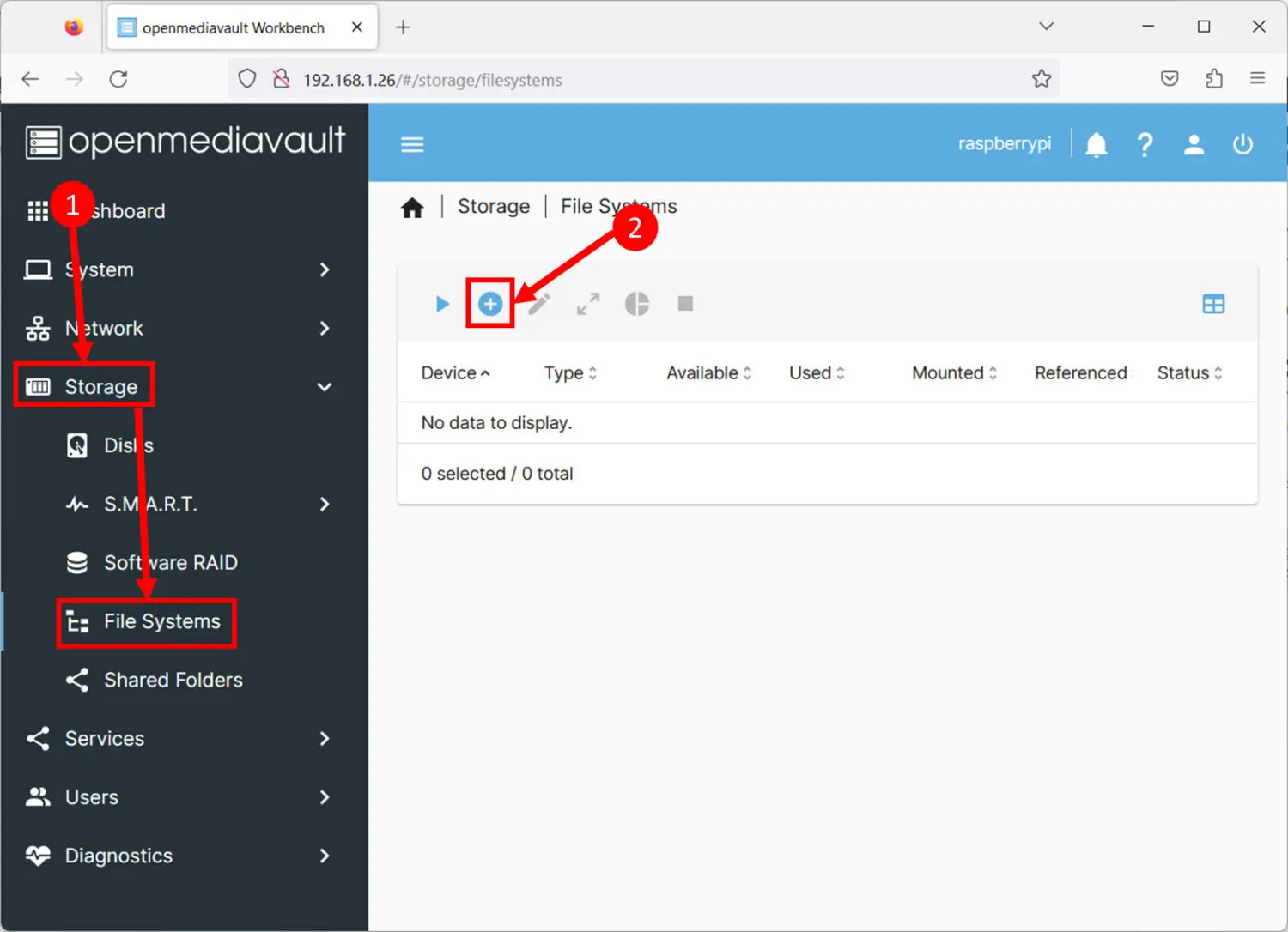 criação do sistema de ficheiros