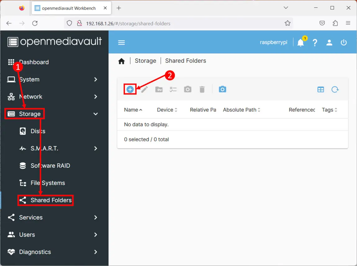 criando pastas partilhadas no OMV 